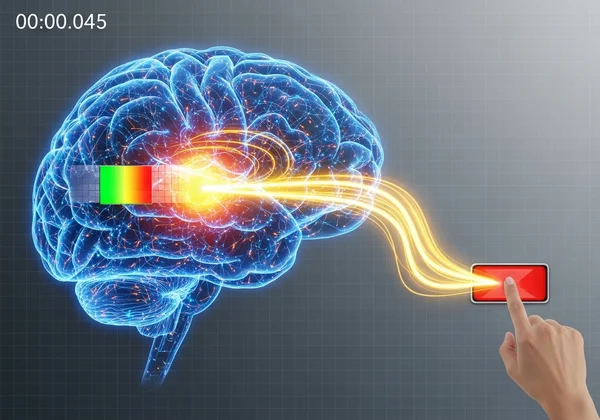 Brain processing a visual stimulus, quick reaction test.