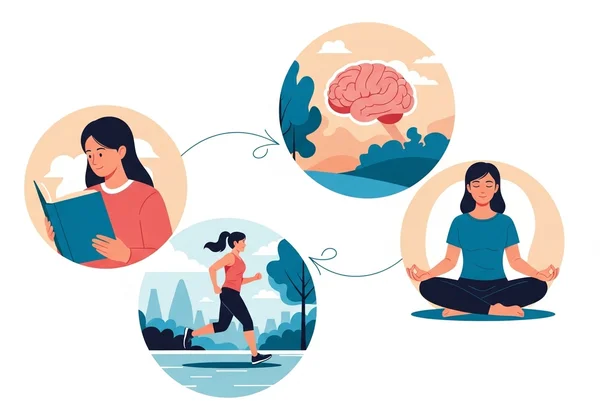 Person engaging in diverse activities to boost brain health.