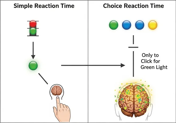 Comparison of simple vs. choice reaction time
